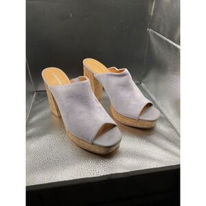 Lisa Vicky Suede Block‎ Heel Sandals Grey Size 11M